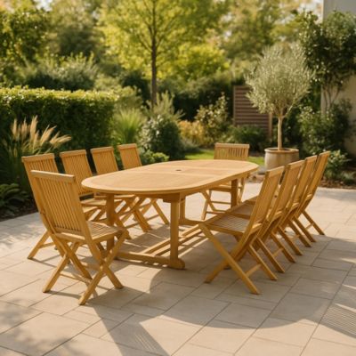 Table ovale + 10 chaises KAJANG