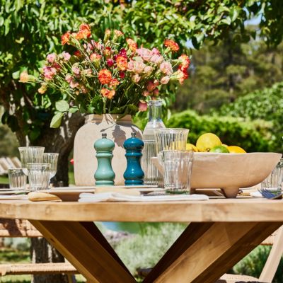Table ovale 220x115 et 6 chaises en rotin synthétique - Siena & Bolonia