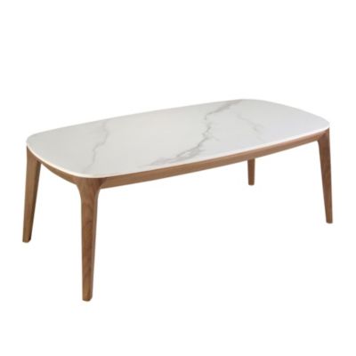 Table ovale en marbre et noyer 2132 - 119x65x41 cm