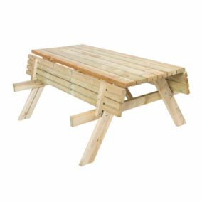 Table Pique nique Bancs Pliables 200 Bois Traite Gardiun 198x154x74 cm 42 mm 6 8 Personnes