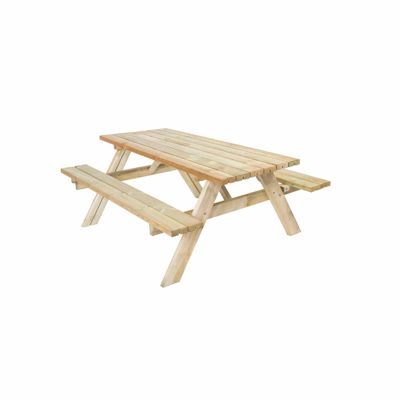 Table Pique nique Bancs Pliables 200 Bois Traite Gardiun 198x154x74 cm 42 mm 6 8 Personnes