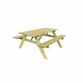 Table Pique nique Bois Naturel Traite Gardiun Essential 165x154x75 cm 6 8 Personnes