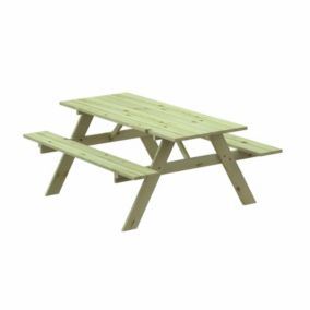 Table Pique Nique en Bois Traite Gardiun Solid 28 mm avec Banc 177x151x77 cm 6/8 Personnes