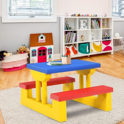 Table Pique Nique Enfant Table Enfant Extérieure avec Parasol Amovible Salon de Jardin en PP
