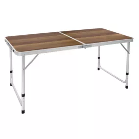 Table pliable de camping, barbecue 120cm en aluminium décor bois