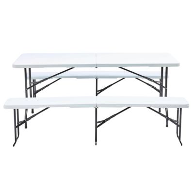 Table pliante 180 cm et 2 bancs pliables Oviala