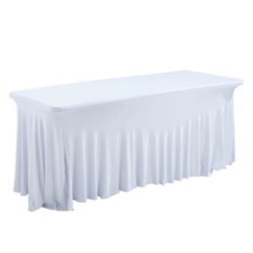 Table pliante 180 cm et nappe blanche  Oviala