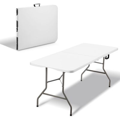 Table pliante 180 x 74 x 74 cm, 6 ou 8 places, table pliante d'extérieur avec verrou de sécurité, poignée de transport
