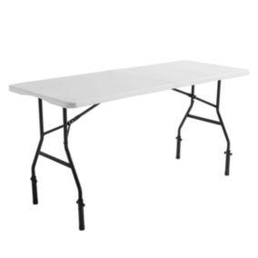 Table pliante blanche 180 cm avec réhausseurs  Oviala