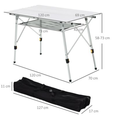 Table pliante beige avec chaises et sac de rangement, table de camping portable avec pieds en aluminium, adaptée aux pique-niques de camping en plein air, barbecues de plage, cuisine ( Size