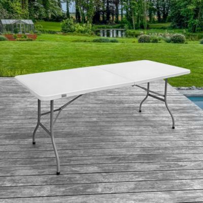 Table Pliante Extérieure étanche 1,8 M | Portable, Résistante 150 Kg | Pour Pique-nique, Camping, Barbecue | Blanc - 7
