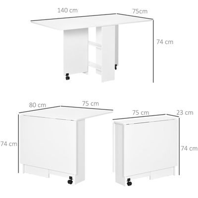 Table Pliante Industriel Salle à Manger Roulette Cuisine