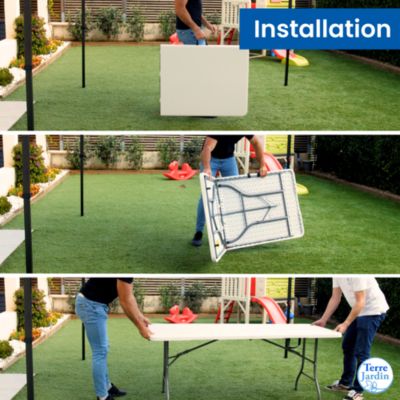 Table De Camping Pliable 180x70x74 Cm - Table Extérieur Jardin Avec Poignée De Transport - 8