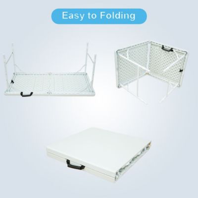 Table pliante réglable 124,97 cm en plastique blanc et métal