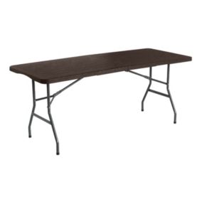 Table pliante rectangulaire effet bois 180x74x74cm 7house