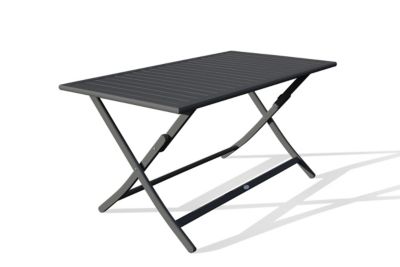 Table pliante rectangulaire en aluminium Marius mat gris anthracite H. 73cm x l. 80cm - CITY GARDEN