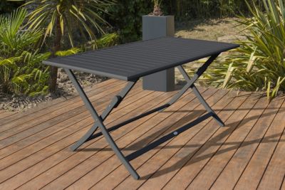 Table pliante rectangulaire en aluminium Marius mat gris anthracite H. 73cm x l. 80cm - CITY GARDEN