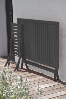 Table pliante rectangulaire en aluminium Marius mat gris anthracite H. 73cm x l. 80cm - CITY GARDEN