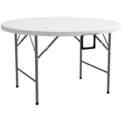 Table pliante table de camping pliable table de jardin dia. 122 x 73H cm poignée acier époxy HDPE blanc