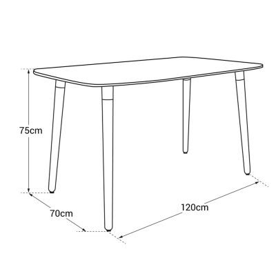 Table rectangulaire 120 x 70cm blanche PIA - Happy Garden