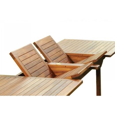 Table rectangulaire 8 chaises et 2 fauteuils en teck huilé LUBOK