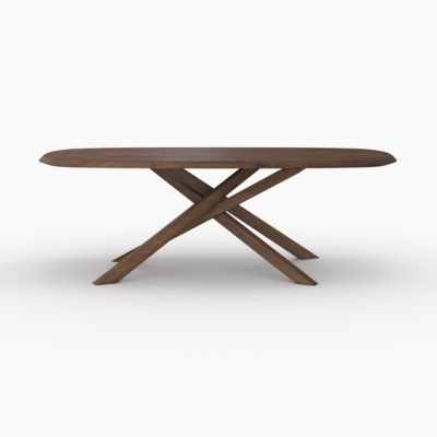 Table rectangulaire en bois d'hévéa massif foncé 10 personnes - Aladin