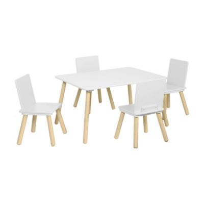 Table rectangulaire enfant bois de pin 4 assises blanc - Judith