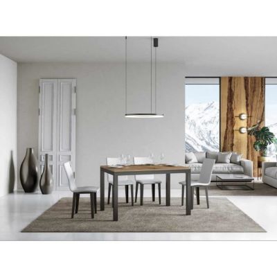 Table rectangulaire extensible 6 à 16 personnes L 120 à 380 cm bois clair et métal anthracite Evy