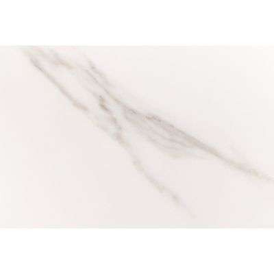 Table rectangulaire LUMEA  200 cm  Plateau céramique effet marbre blanc et pied plaqué noyer  Style contemporain