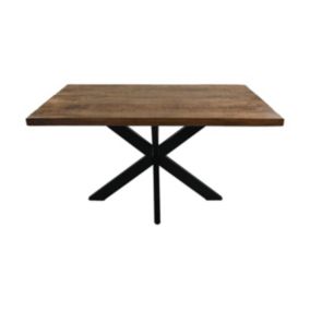 Table rectangulaire Melbourne - 140x80x78 - Naturel/noir - Bois de manguier/métal