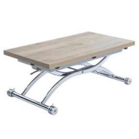 Table relevable extensible HIRONDELLE compacte chêne ancien pied chromé GOMLDEN