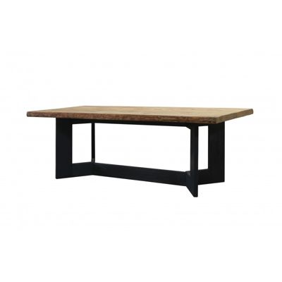 Table repas 220x100 cm 8 convives pieds noirs bois recyclé - CABANON