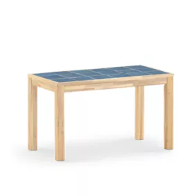 Table repas de jardin 125x65 en bois et céramique bleue - Bisbal