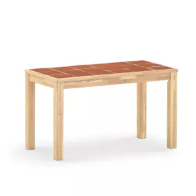 Table repas de jardin 125x65 en bois et céramique terre cuite - Bisbal