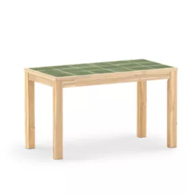 Table repas de jardin 125x65 en bois et céramique vert clair - Bisbal