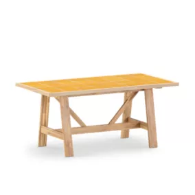 Table repas de jardin 168x87 en bois et céramique moutard - Bisbal