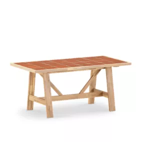 Table repas de jardin 168x87 en bois et céramique terre cuite - Bisbal