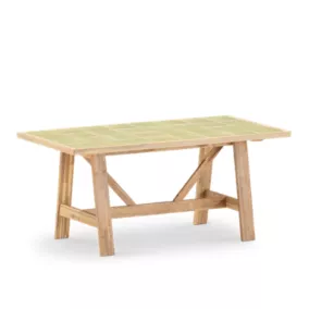 Table repas de jardin 168x87 en bois et céramique vert clair - Bisbal