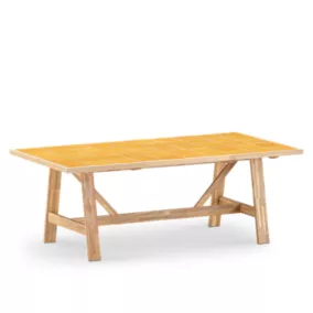 Table repas de jardin 205x105 en bois et céramique moutard - Bisbal