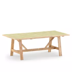Table repas de jardin 205x105 en bois et céramique vert clair - Bisbal