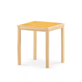 Table repas de jardin 65x65 en bois et céramique moutard - Bisbal