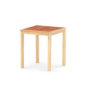 Table repas de jardin 65x65 en bois et céramique terre cuite - Bisbal