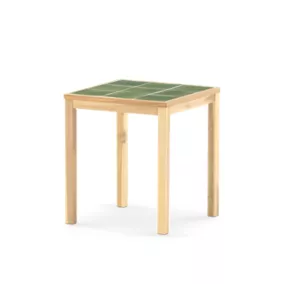 Table repas de jardin 65x65 en bois et céramique vert - Bisbal
