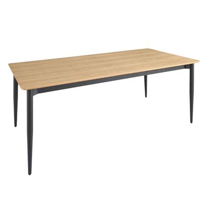 Table repas extensible 200-300 cm placage bois et pieds métal - JOLENE