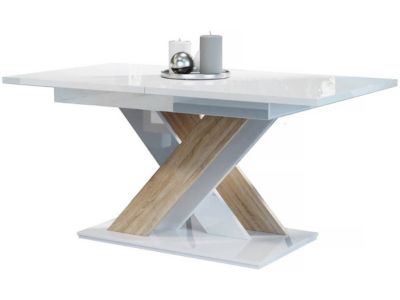 Table repas extensible "Bronx"  140180 x 80 x 75 cm  Blanc brillantSonoma