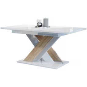 Table repas extensible "Bronx"  140180 x 80 x 75 cm  Blanc brillantSonoma