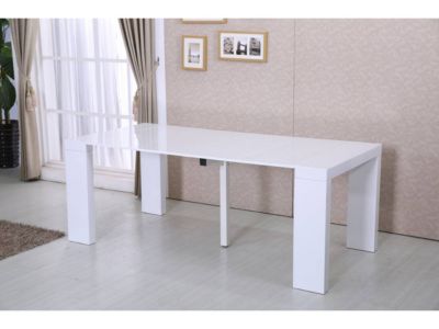 Table repas extensible "Dina"  20040 x 94 x 75 cm  Blanc laqué