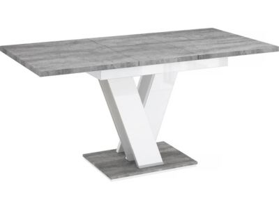 Table repas extensible "Masiv"  120160 x 80 x 75 cm  BétonBlanc brillant