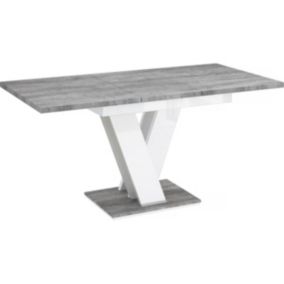 Table repas extensible "Masiv"  120160 x 80 x 75 cm  BétonBlanc brillant