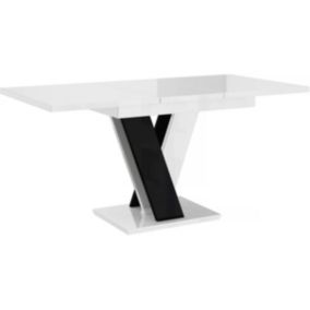 Table repas extensible "Masiv"  120160 x 80 x 75 cm  Blanc brillantNoir brillant